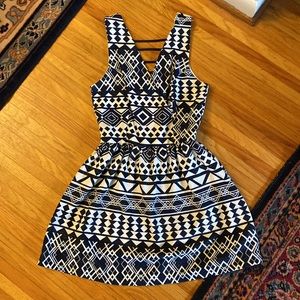 Geometric Fit & Flare cocktail dress